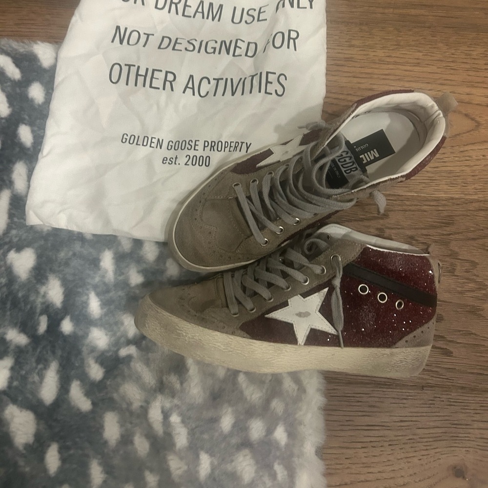 Golden Goose Red and Beige Sneakers